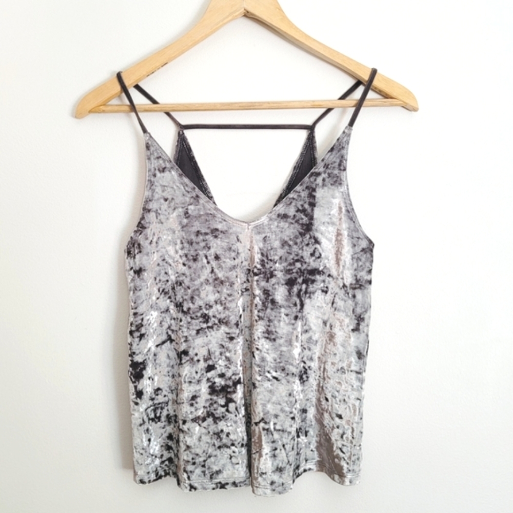 AE | Silver Crushed Velvet Tank Top - XS
